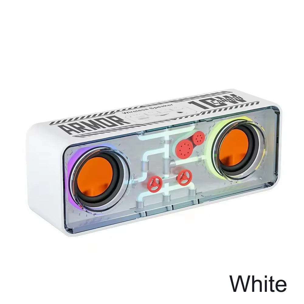 1PC LED TWS Bass Vibro-Sound PUNK Style Dual Speakers Transparent Mechanical Wireless Bluetooth Speakers